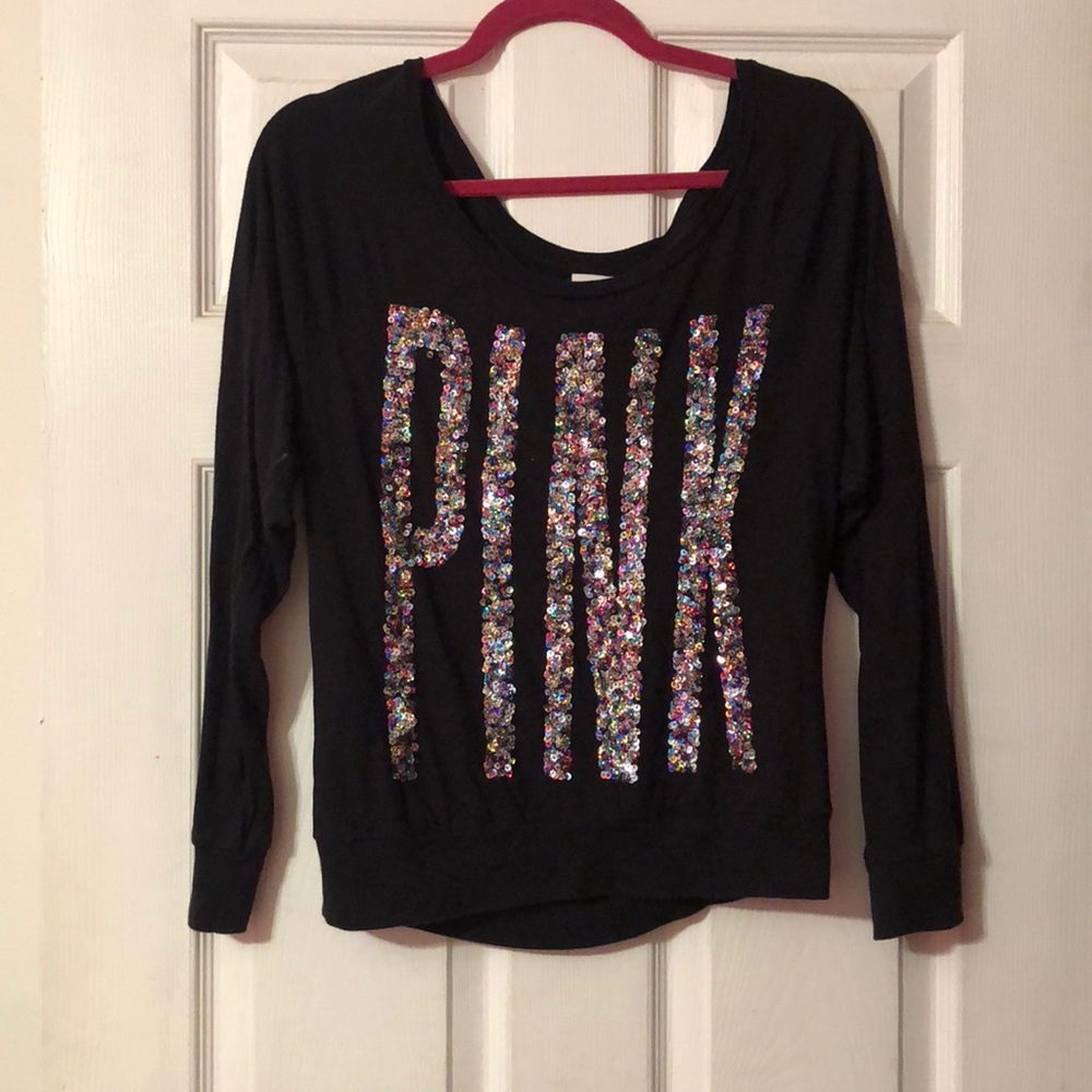 Long Black Sleeved Shirt with Sparkly PINK